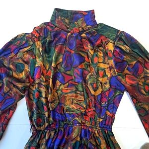 Vintage colorful satin dress